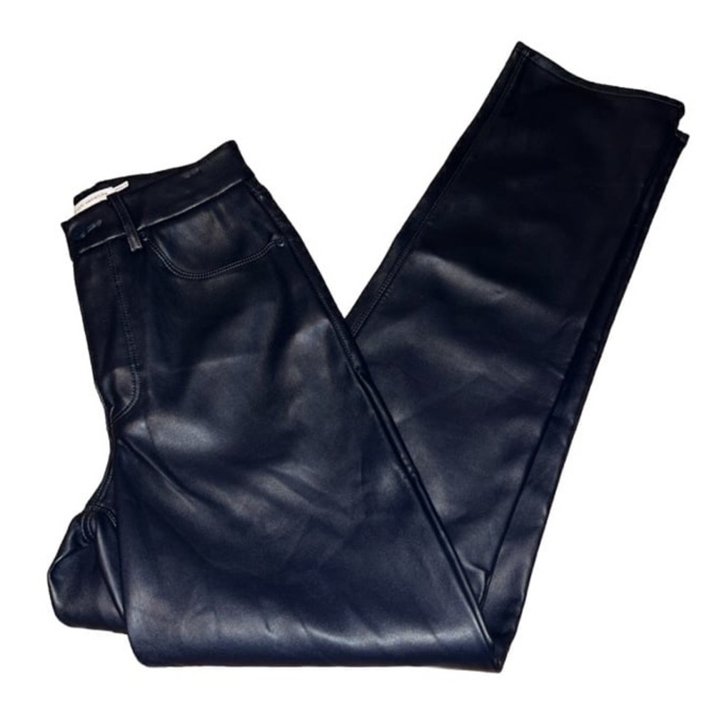 Womens Size 4/27 Good American Faux Leather NAVY BLUE Pants